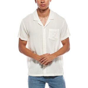 Vintage Summer Mens Basketweave Camp Shirt, White